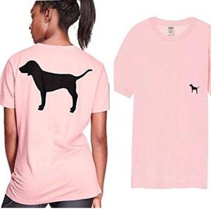 Victoria's Secret Pink New Dog Crew-Neck Campus Pocket Tee